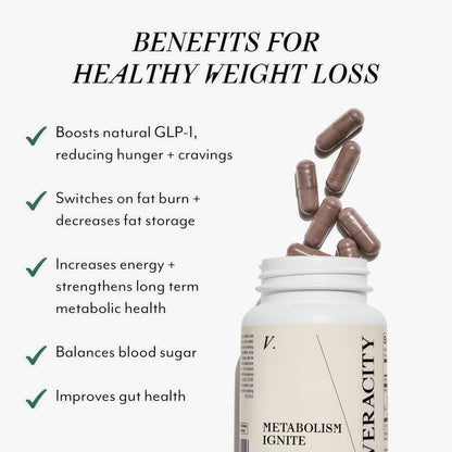 Veracity Metabolism Ignite - Boosts GLP-1 to Reduce Appetite and Cravings for Clinically Proven Weight Loss - Natural GLP-1 & Metabolic Support Supplement - Burns Fat - Side Effect Free - 30 Serving